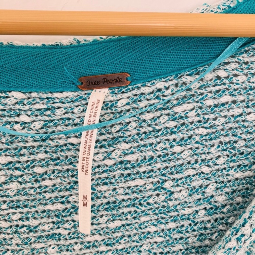 Free People Teal Scoop Neck Slouchy Sweater Dress Blue Turquoise Comfycore - Picture 8 of 13